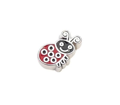 Floating Charms Floating locket charm rood lieveheersbeestje zilver