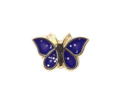 Floating Charms Floating locket charm goud vlinder blauw