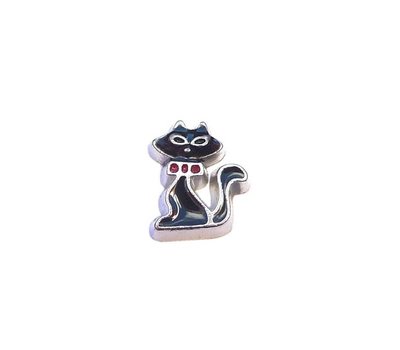 Floating Charms Floating locket charm schattige zwarte kat