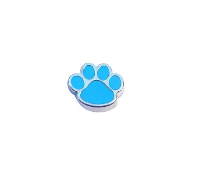 Floating Charms. Floating charm blauwe hondenpoot voor de memory locket