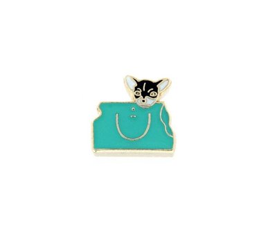 Floating Charms Floating charm chihuahua hond in tas voor de memory locket