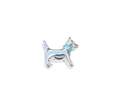 Floating Charms. Floating charm hond met blauwe halsband voor de memory locket
