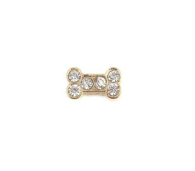 Floating Charms Floating locket charm hondenbot met steentjes goud
