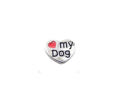 Floating Charms Floating locket charm love my dog hart zilver
