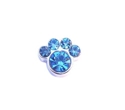 Floating Charms Floating locket charm geboortesteentje hondenpoot maart zilver