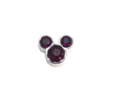 Floating Charms Floating locket charm geboortesteentje mouse februari