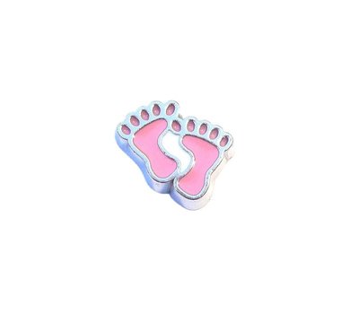 Floating Charms Floating locket charm roze voetjes