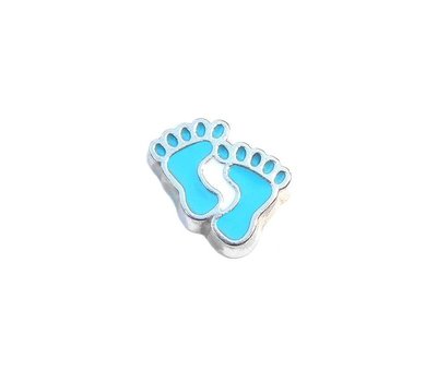 Floating Charms Floating locket charm blauwe voetjes