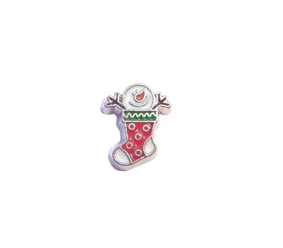 Floating Charms Floating locket charm sneeuwman in sok zilver