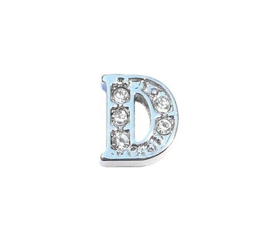 Floating Charms. Floating charm letter d met crystals zilver voor de memory locket
