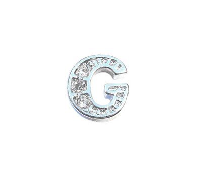 Floating Charms Floating charm letter g met crystals zilver voor de memory locket