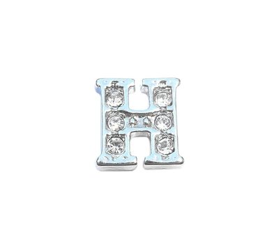Floating Charms Floating charm letter h met crystals zilver voor de memory locket