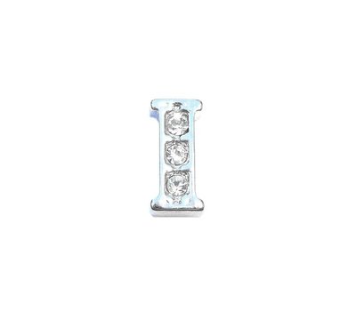 Floating Charms Floating locket charm letter i met crystals zilver