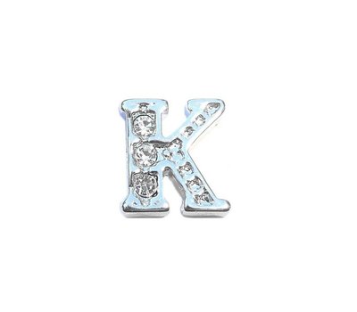 Floating Charms Floating charm letter k met crystals zilver voor de memory locket