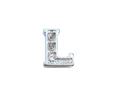 Floating Charms Floating charm letter l met crystals zilver voor de memory locket