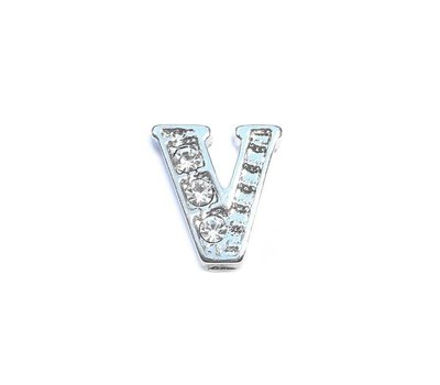 Floating Charms. Floating charm letter v zilver voor de memory locket