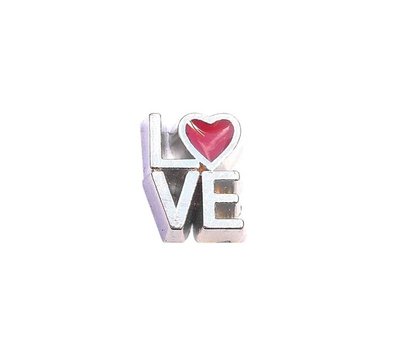 Floating Charms Floating locket charm love met rood hart zilver