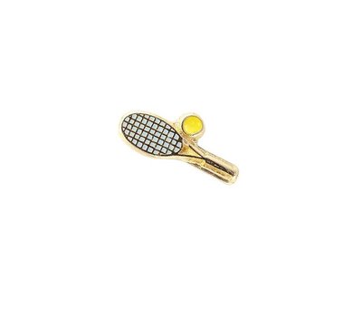 Floating Charms Floating locket charm tennisbal met racket goud
