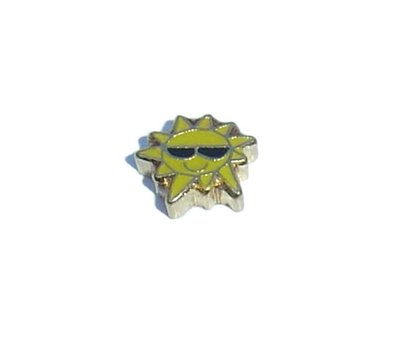 Floating Charms Floating locket charm zon met bril Goud