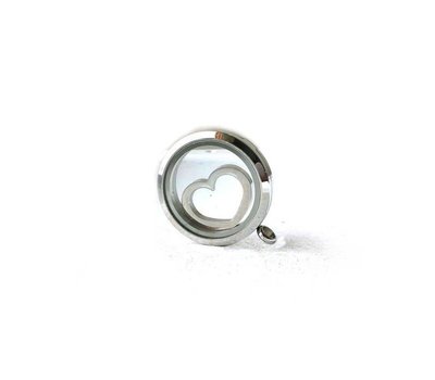 Floating locket discs Memory locket disk open hart zilver
