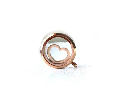 Locket Disks Floating locket disk open hart rose goud
