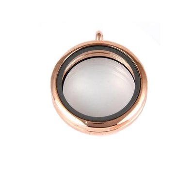 Floating memory lockets Rose gouden memory locket rond large