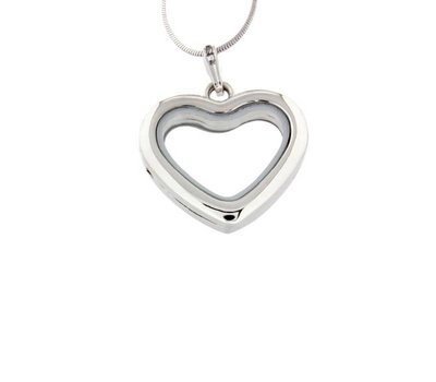 Floating memory lockets Zilveren memory locket hart inclusief ketting