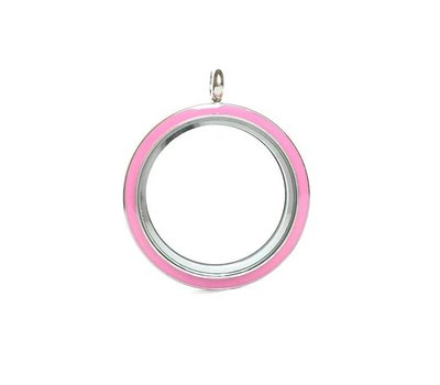 Floating memory lockets Roze memory locket rvs rond large
