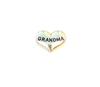 Floating Charms Floating locket charm grandma hartje goud