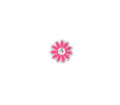 Floating Charms Floating locket charm grote roze madelief zilver