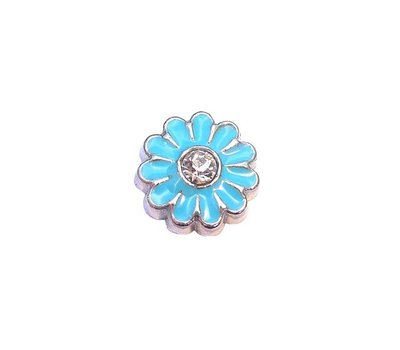 Floating Charms Floating locket charm grote blauwe madelief zilver