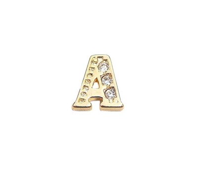 Floating Charms Floating locket charm letter A met crystals goud