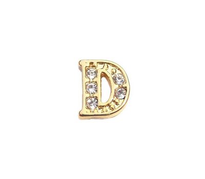 Floating Charms Floating locket charm letter D met crystals goud