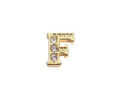 Floating Charms Floating locket charm letter F met crystals goud