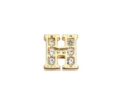 Floating Charms Floating locket charm letter H met crystals goud