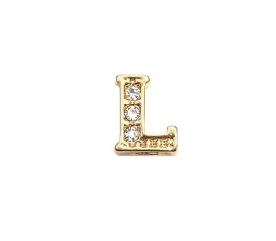 Floating Charms Floating locket charm letter L met crystals goud