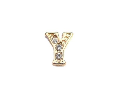 Floating Charms Floating locket charm letter Y met crystals goud
