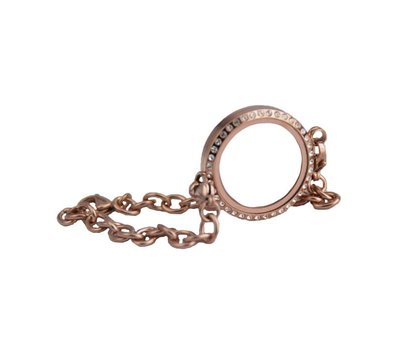 Floating Charms Twist rvs rose gouden memory locket armband