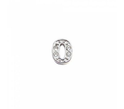 Floating Charms Floating locket charm cijfer 0 met crystals zilver