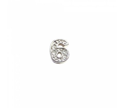 Floating Charms Floating locket charm cijfer 6 met crystals zilver