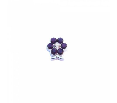 Floating Charms Floating locket charm geboortesteentje bloem februari zilver