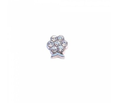 Floating Charms Floating locket charm geboortesteentje bloem april zilver