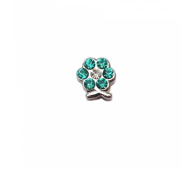 Floating Charms Floating locket charm geboortesteentje bloem december zilver