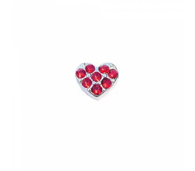 Floating Charms Floating locket charm hartje met rode crystals zilver