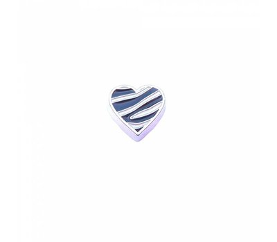 Floating Charms Floating locket charm zebra hartje zilver