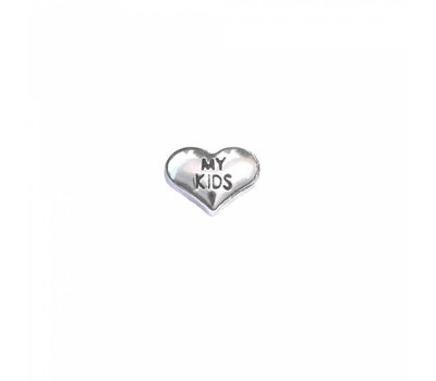 Floating Charms Floating locket charm my kids hartje zilver