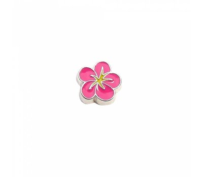 Floating Charms Floating locket charm bloem tropical zilver