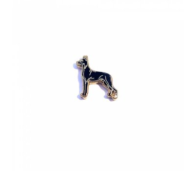 Floating Charms Floating locket charm zwarte Duitse dog goud