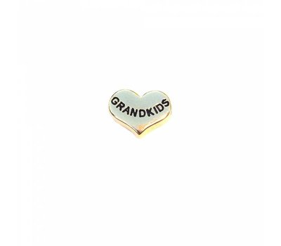 Floating Charms. Floating charm hartje grandkids goud voor de memory locket