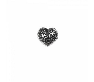 Floating Charms Floating locket charm zwart vintage bloemen patroon hart zilver